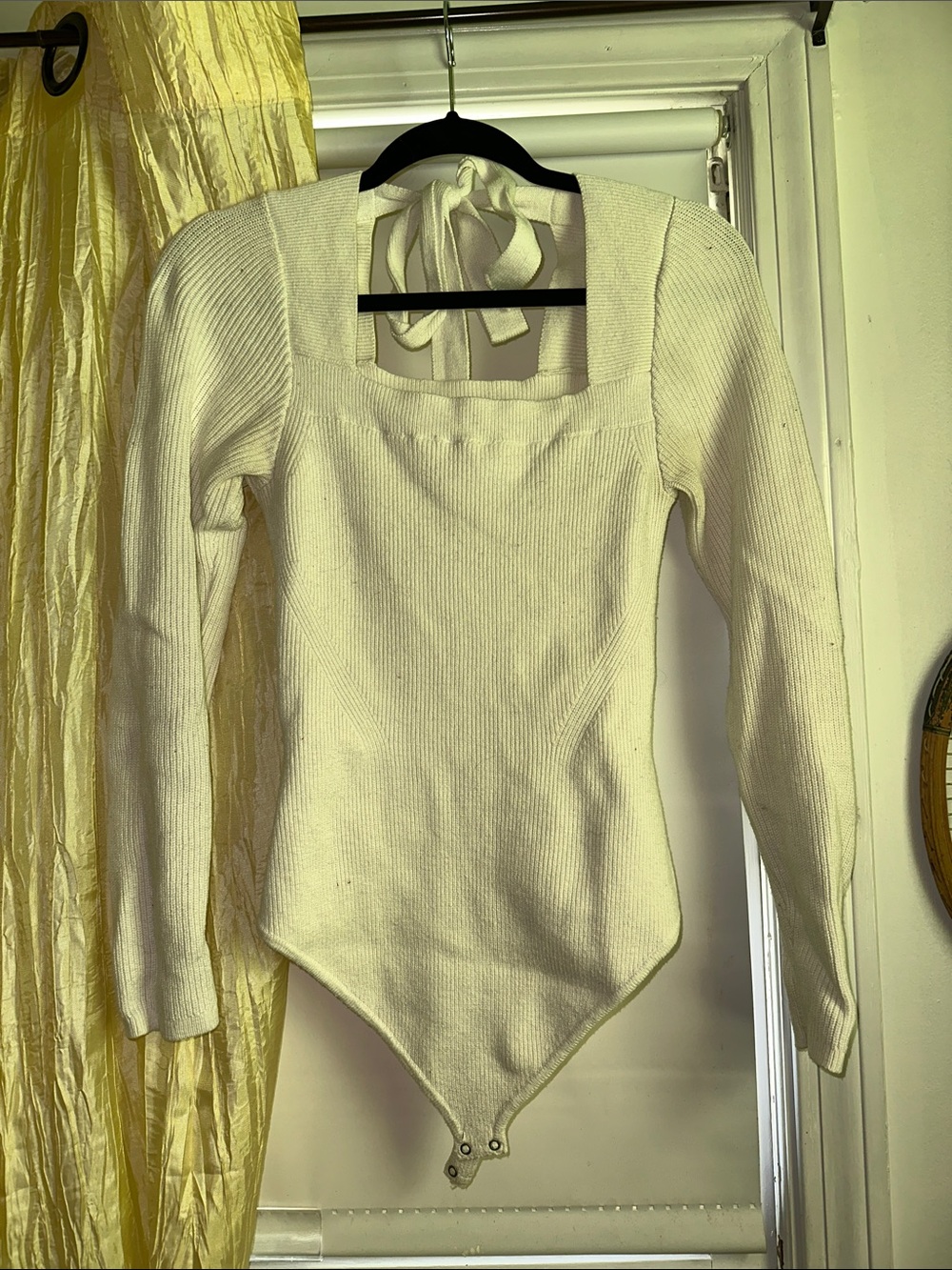 Abercrombie & Fitch white Ribbed Tie-Back Bodysuit